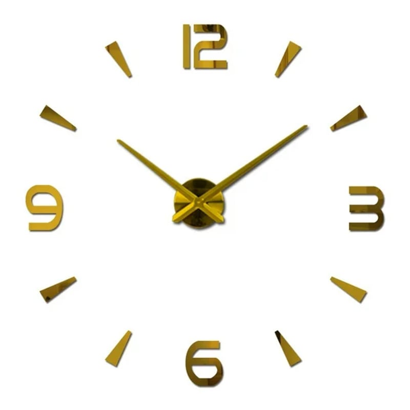 Reloj Pared Diseno Moderno 3D Decoracion Hogar Pegante Adhesivo Dorado DANKI falabella