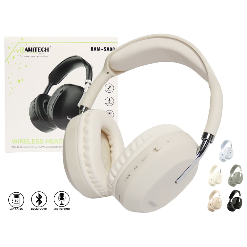 AUDIFONOS INALAMBRICOS BLUETOOTH FM RANURA MICRO SD MICROFONO ...