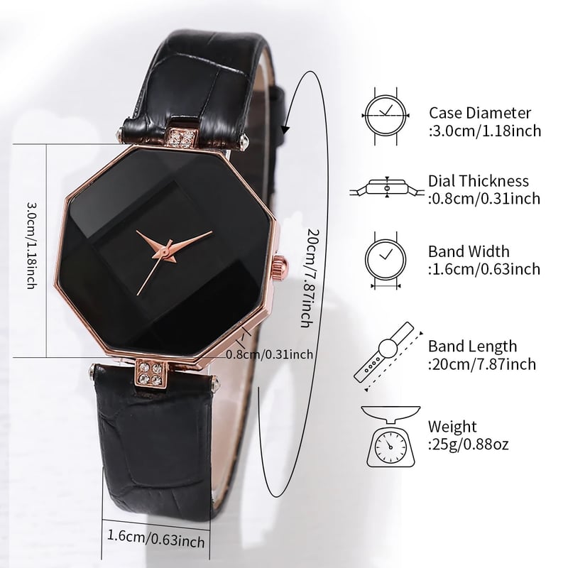 Elegante Reloj Analogo de Cuarzo Pulsera Cadena Negro GENERICO falabella