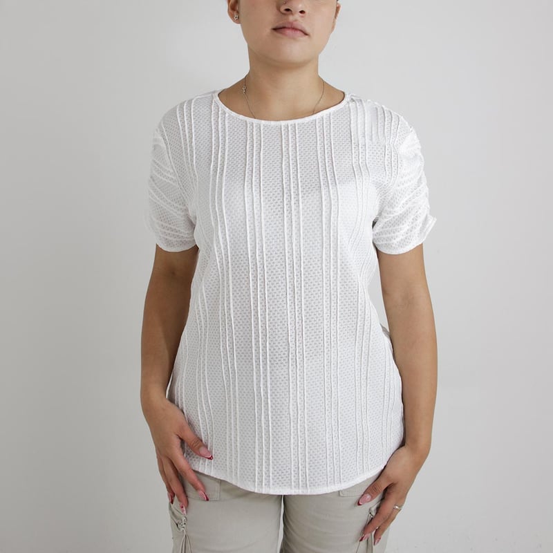 Blusa Para Mujer Manga Corta Blanco Marca L H L Y H falabella