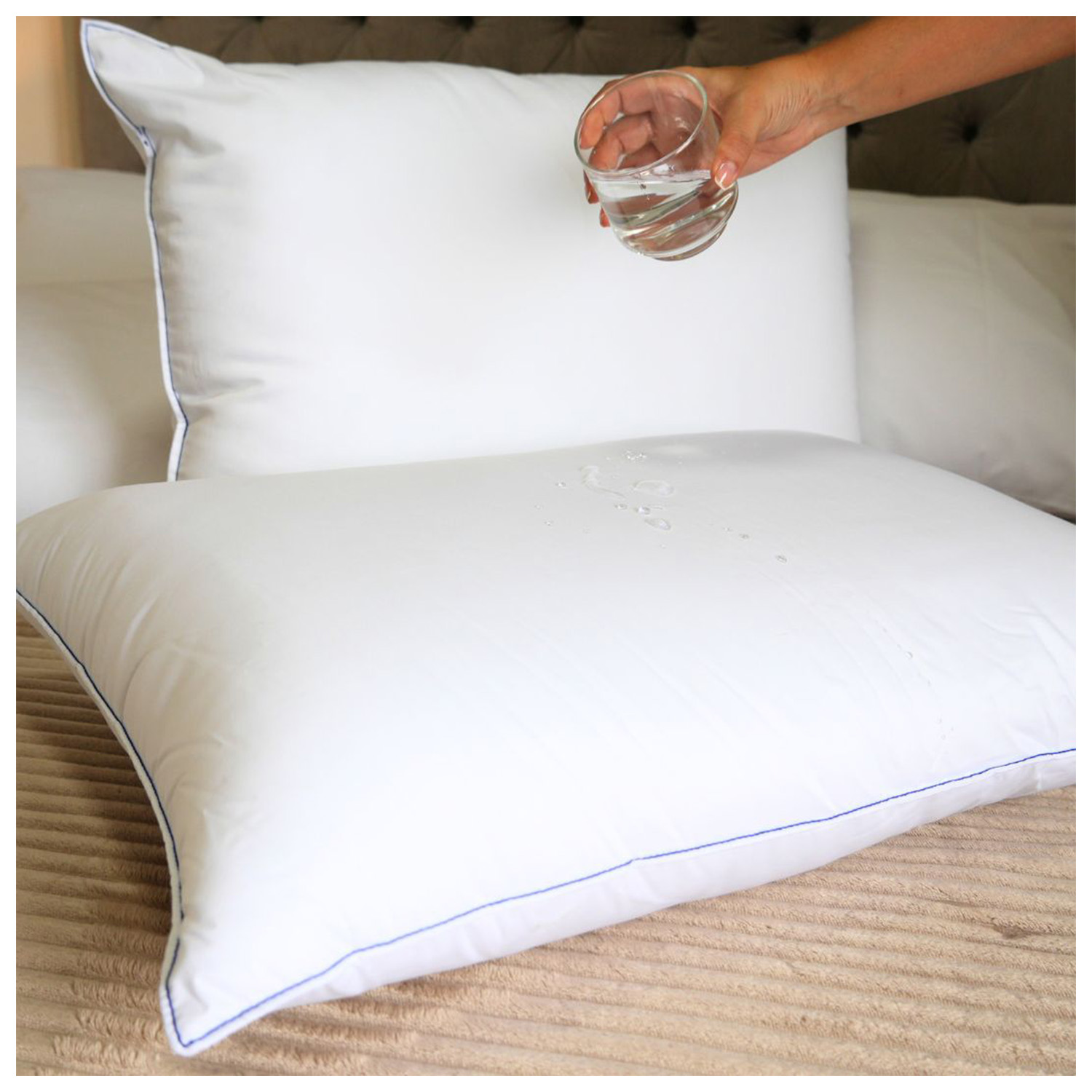Almohada Antifluido Sensacion Plumas de Ganso Tela 100 Algodon 400 H HOGARETO falabella