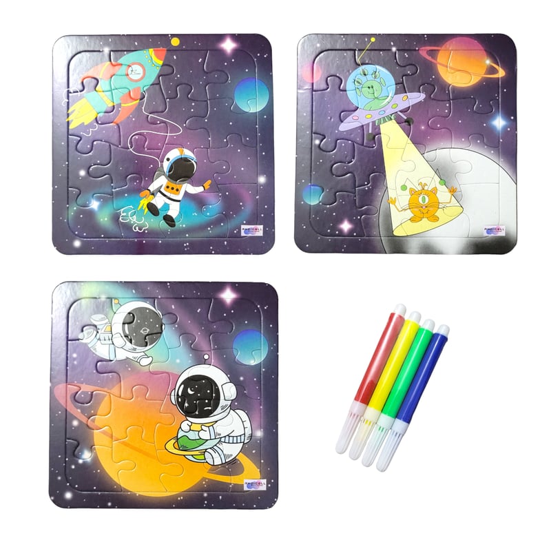 Rompecabezas Armar Colorear y Pintar para Niños Set x 3 Und GENERICO