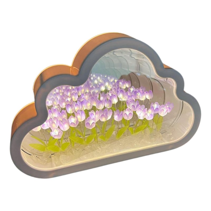 Lampara Led Espejo Tulipanes 3d Adorno Escritorio Habitación GENERICO