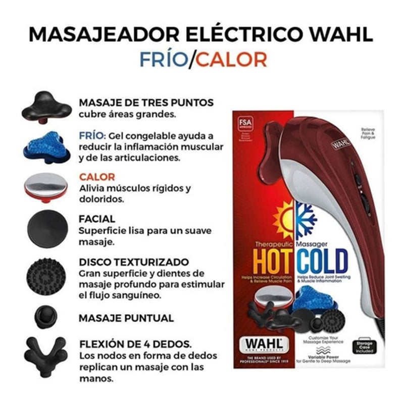 Masajeador wahl terapeutico con calor 4 cabezales shop