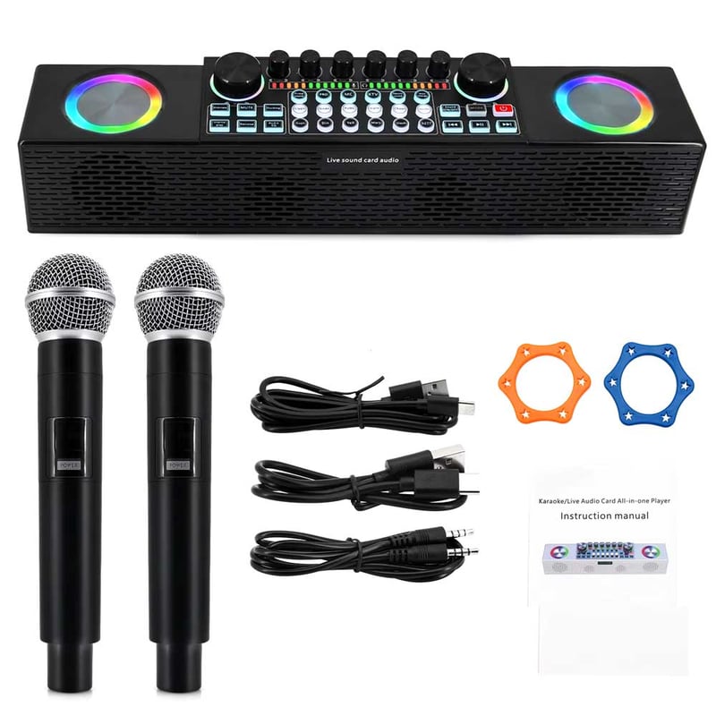 Mezclador Karaoke Rockville RKI60 Con 2 Micrófonos Inalámbricos - Perfecto Para Cine En Casa