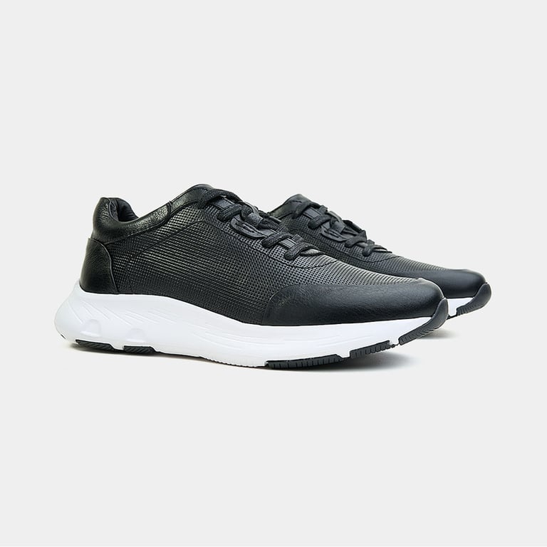 Tenis Casual Negro en cuero para hombre CRYDS LEATHER CRYDS INNOVATION ...
