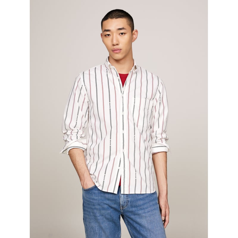 Camisa blanca de corte regular con monotipo Hilfiger Tommy Hilfiger TOMMY HILFIGER falabella