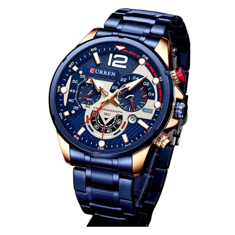 Orologio Curren Cronografo Militare Uomo – Al Quarzo, Multifunzione, Impermeabile, Cinturino In Pelle – Design Unico