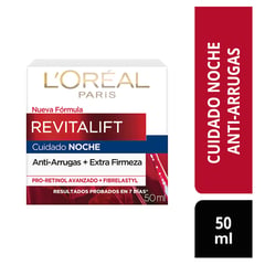 LOREAL PARIS - Hidratante facial Noche Crema Noche Antiarrugas Clásica Loreal Paris para Todo tipo de piel 50 ml 