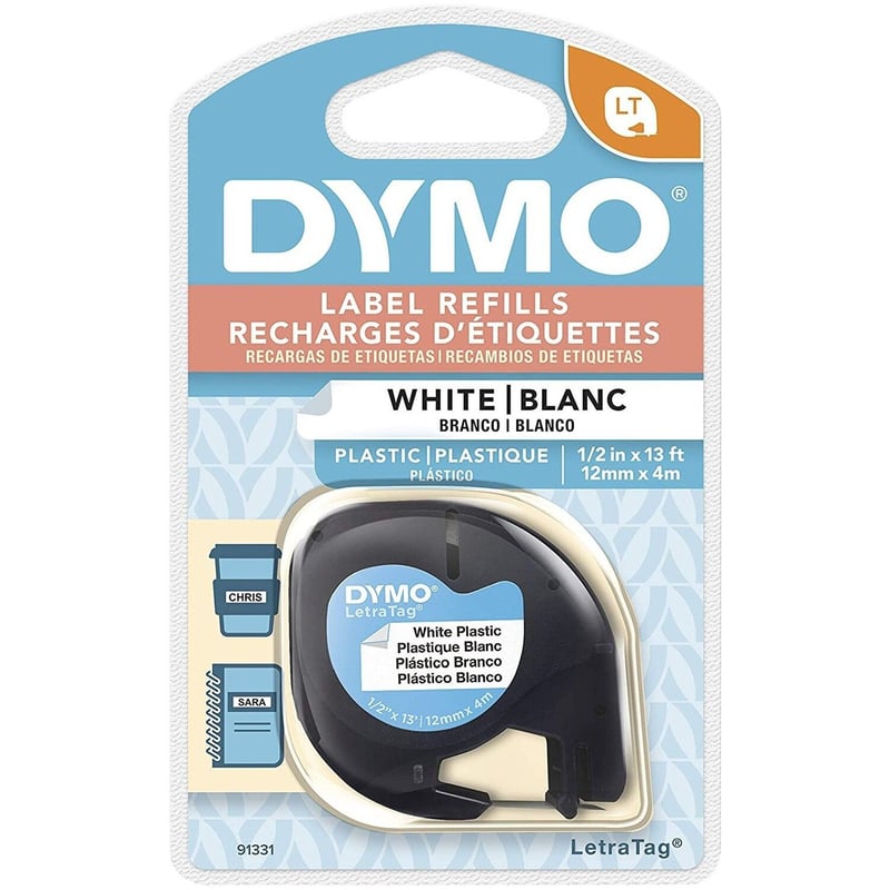 DYMO - Cinta dymo rotuladora letratag plástica blanca
