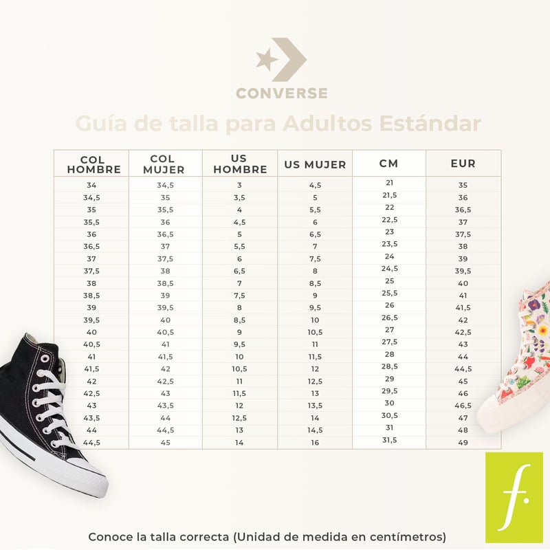 Tallas de tenis converse hotsell