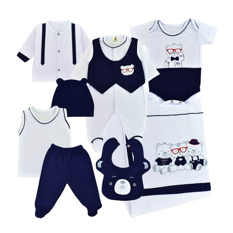 Primera Muda Bebe Set Primer Dia Ajuar Azul Nino MUNDO BEBE falabella