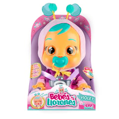 BEBES LLORONES - Muñeca de Bebés Llorones Violet incluye chupo, Necesita Pilas (A partir de los 2 años)