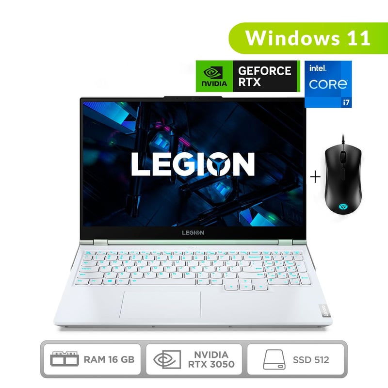 LENOVO - Gamer Lenovo Intel Core i7 16GB 512GB Nvidia Geforce Rtx 3050 Windows 11 15.6 pulgadas Legion 5 CI7 512SSD
