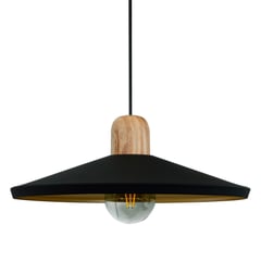 ILUMECO - Lámpara de Techo Ilumeco Decorativa Moderna Colgante Ferro Grande Lisa Negra 44 x 15 cm