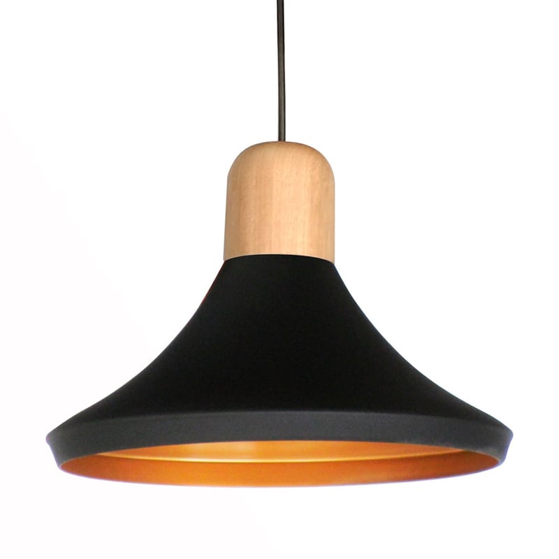 ILUMECO - Lámpara de Techo Ilumeco Decorativa Moderna Colgante China Madera Negra 25 x 38 cm