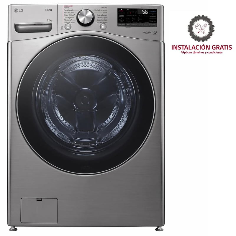 LG - Lavadora LG Carga Frontal 22 kg WM22VV2S6BR