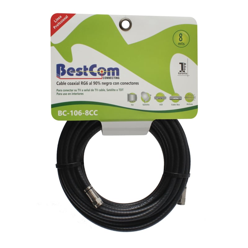 BESTCOM - Cable Coaxial RG-6 al 90 Cnect 8 Mt