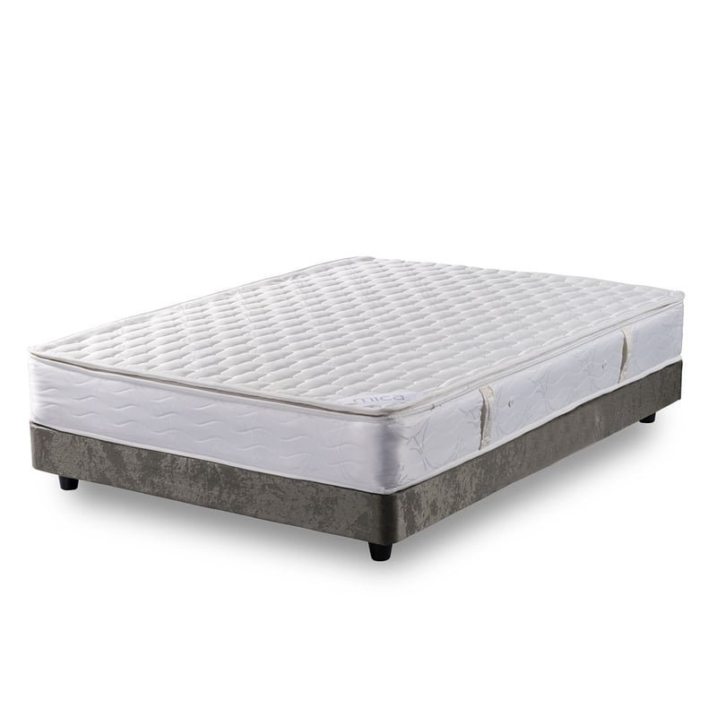 MICA - Colchón con Base Cama cama Sencillo Firme Ortopédico Resortado con Pillow Mica Firm 100 x 190 cm + Almohada Mica