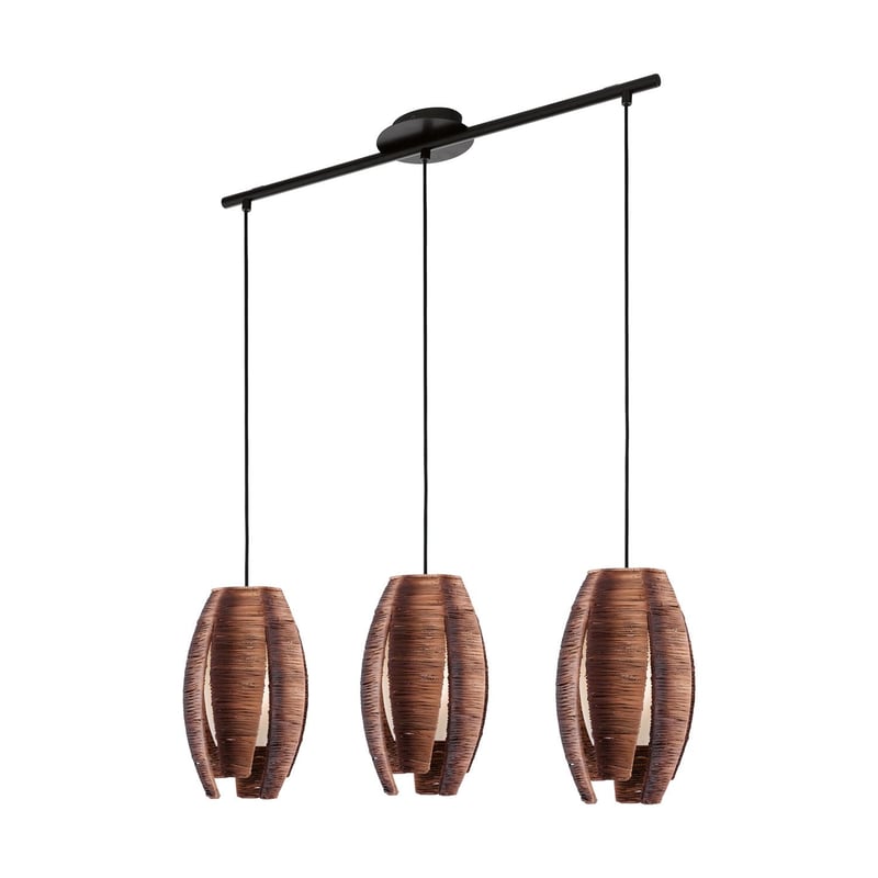 EGLO - Lámpara de Techo Eglo Decorativa Moderna Colgante Mongu Rattán 110 x 70 cm