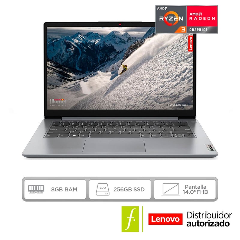 LENOVO - Portátil Lenovo AMD RYZEN R3 8GB 256GB Windows 11 Home 14 pulgadas Ryzen 3