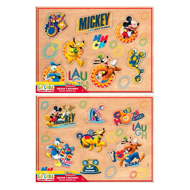 MICKEY MOUSE - Juego de Mesa Mickey Mouse Encaje 7 Botones Grande