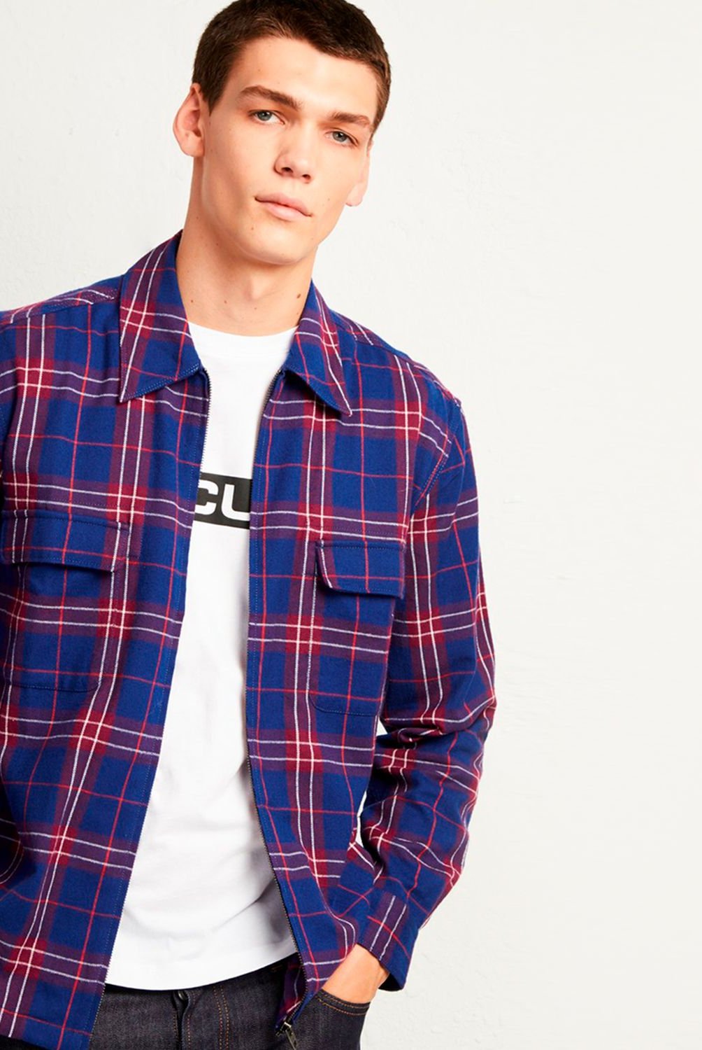FRENCH CONNECTION - Camisa Tabora Flannel Azul