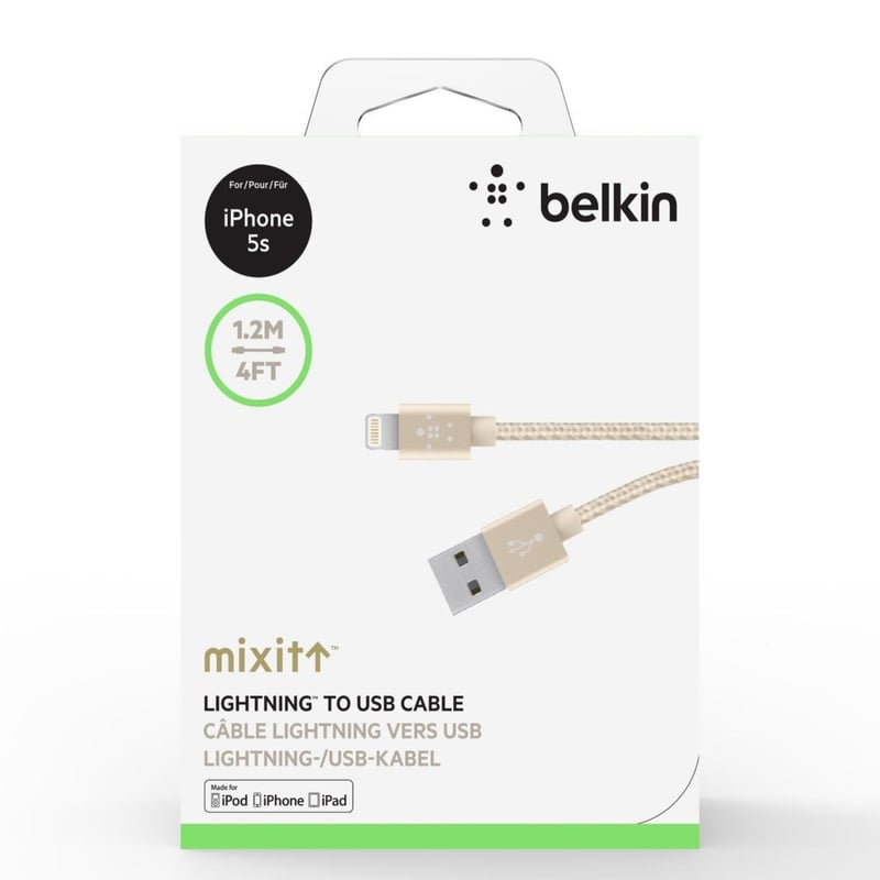 BELKIN - Cable Belkin Lightning Metalico Dorado