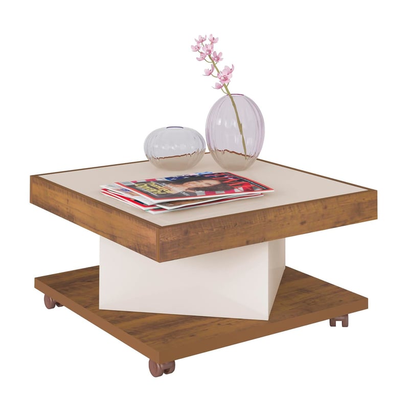 BERTOLINI - Mesa de Centro Moderna Cuadrada  en Aglomerado MDF  63 x 35 x 63 cm Bertolini  - Mueble