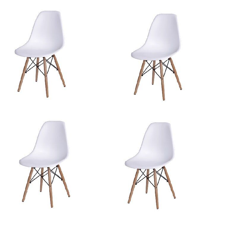 BOXBIT - Kit x 4 sillas  eames blancas para comedor sala