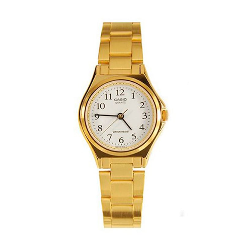 Casio Quartz dameshorloge, analoog display en roestvrijstalen band, Goud, armband