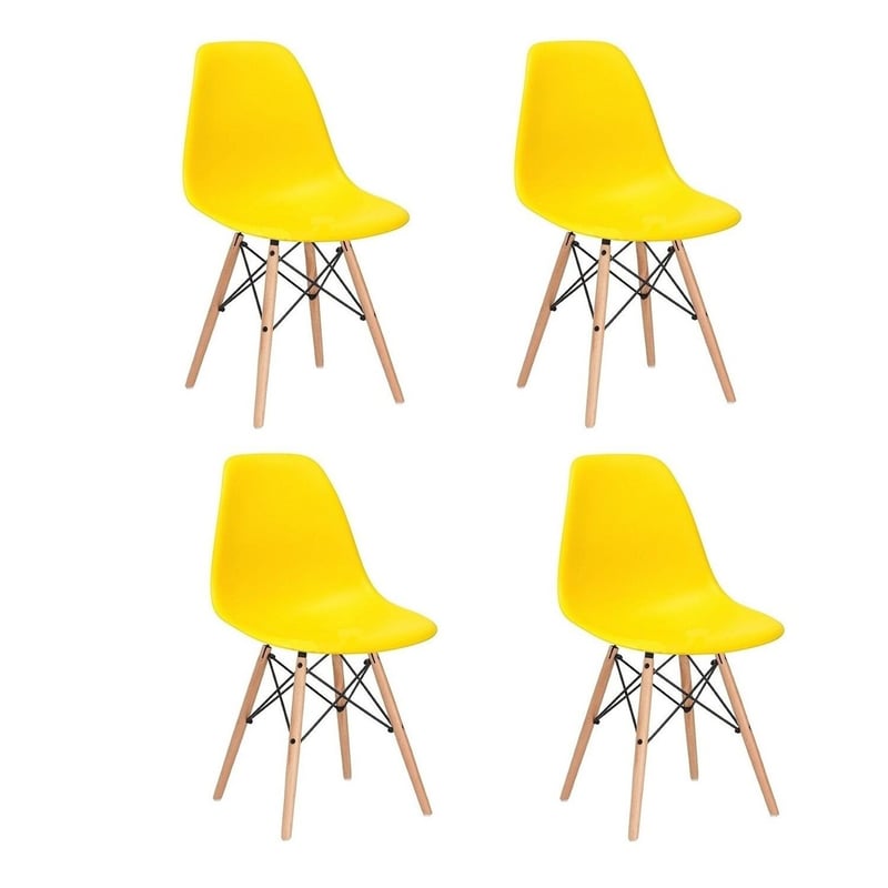  - Kit x 4 sillas tipo eames amarilla para comedor