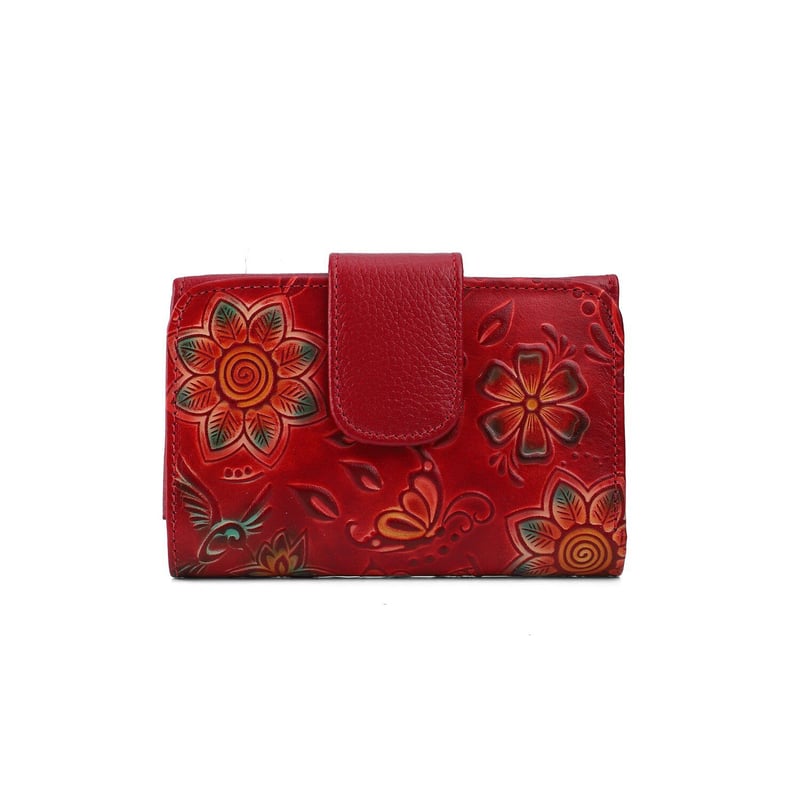 Billetera Mediana Macoly 047 Cuero Rojo Mariposas MACOLY falabella