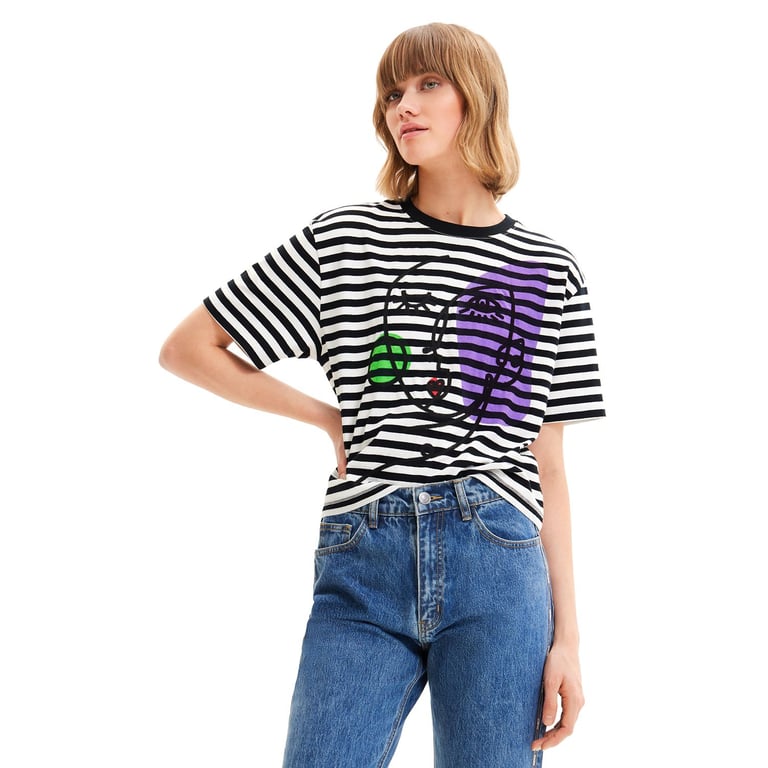 Camiseta para Mujer Manga corta de Algodón Desigual