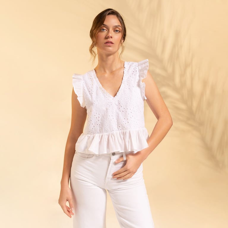 Blusas en ojalillo para señoras best sale