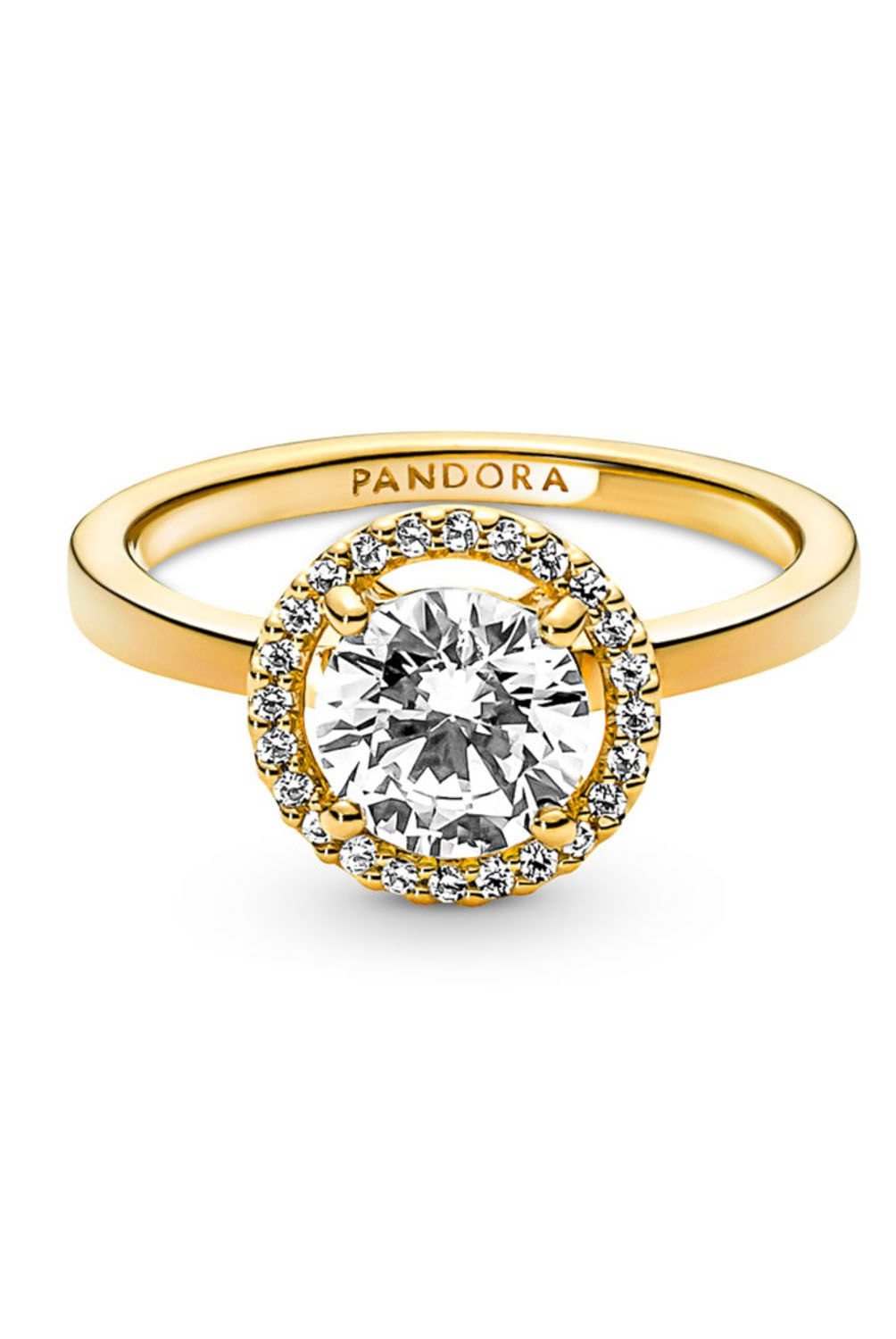Anillo Pandora Halo Redondo Brillante Recubrimiento en Oro