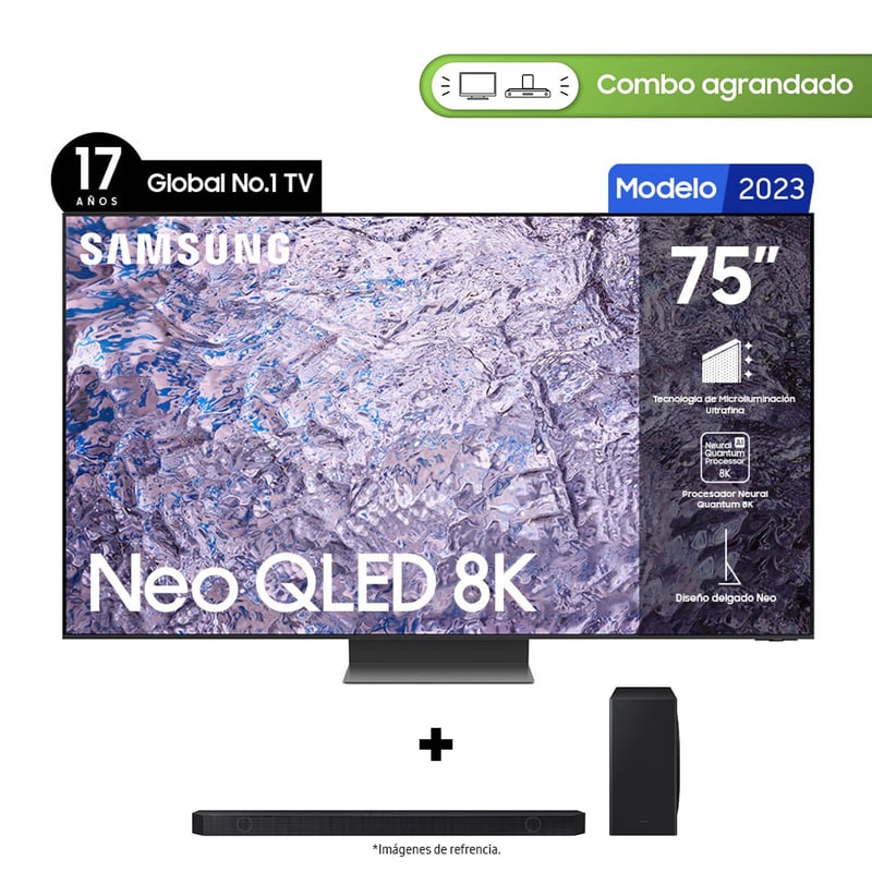SAMSUNG - Combo Samsung 75 pulgadas QLED 8K Ultra HD Smart TV