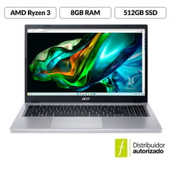 Portátil Acer Aspire 3 | AMD Ryzen 3 | 8GB de RAM | 512GB SSD de Almacenamiento | Windows 11 | Pantalla 15 pulgadas | A315-24P-R9YS | Computador portátil
