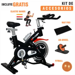 FITNESS ART - Bicicleta Spinning de banda manual Con pantalla incluida Fitnes art Spider incluye kit deportivo