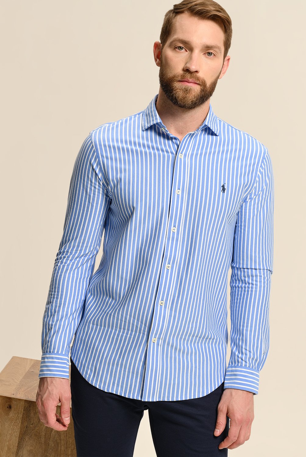 Camisa polo rayas azules shop