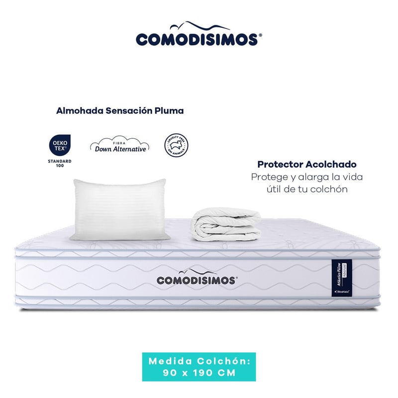 Colchon Sencillo Firmeza Media Ortopedico Resortado Doble Cara Linea Advance 90 x 190 cm Almohada Protector Comodisimos COMODISIMOS falabella