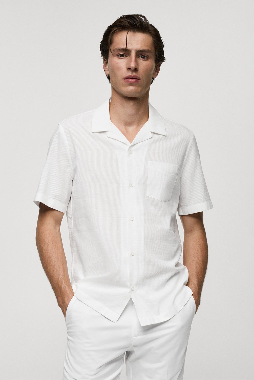 Camisa Hombre Manga corta de Algodon MANGO