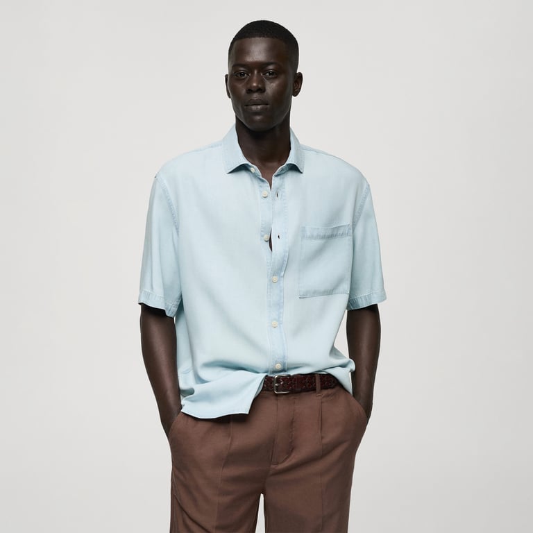 Camisa Hombre Manga Corta De Cuadrito Vichy Verde DAVO Mod-836