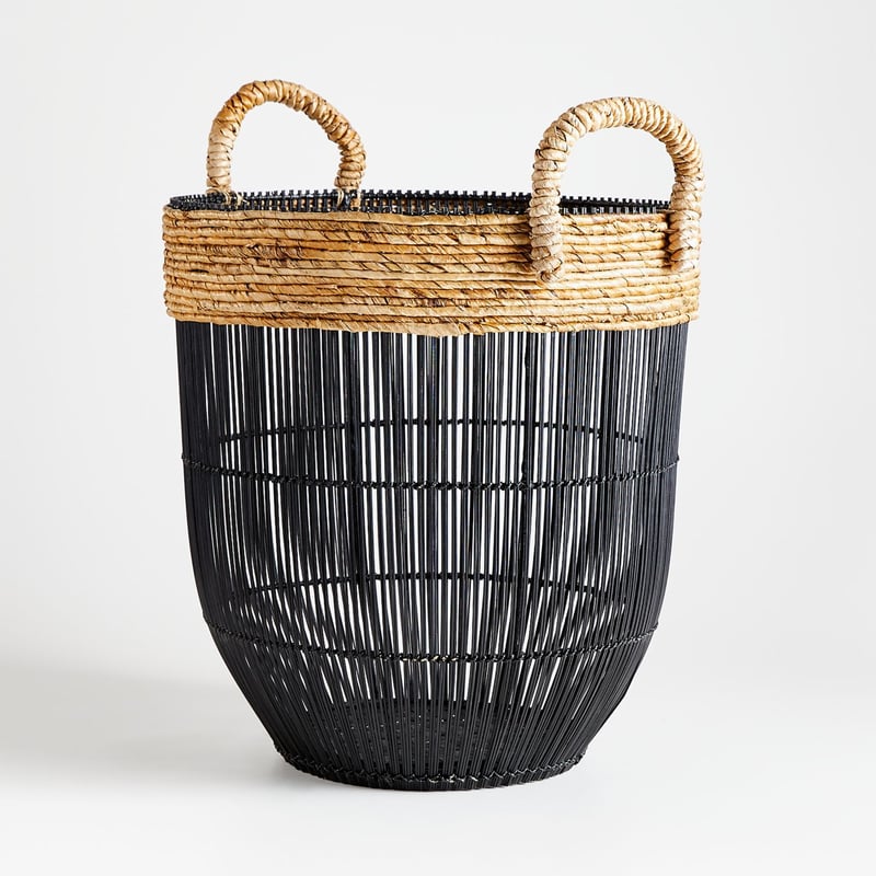 Crate & Barrel - Canasta Malloe Negro 59 x 43 cm