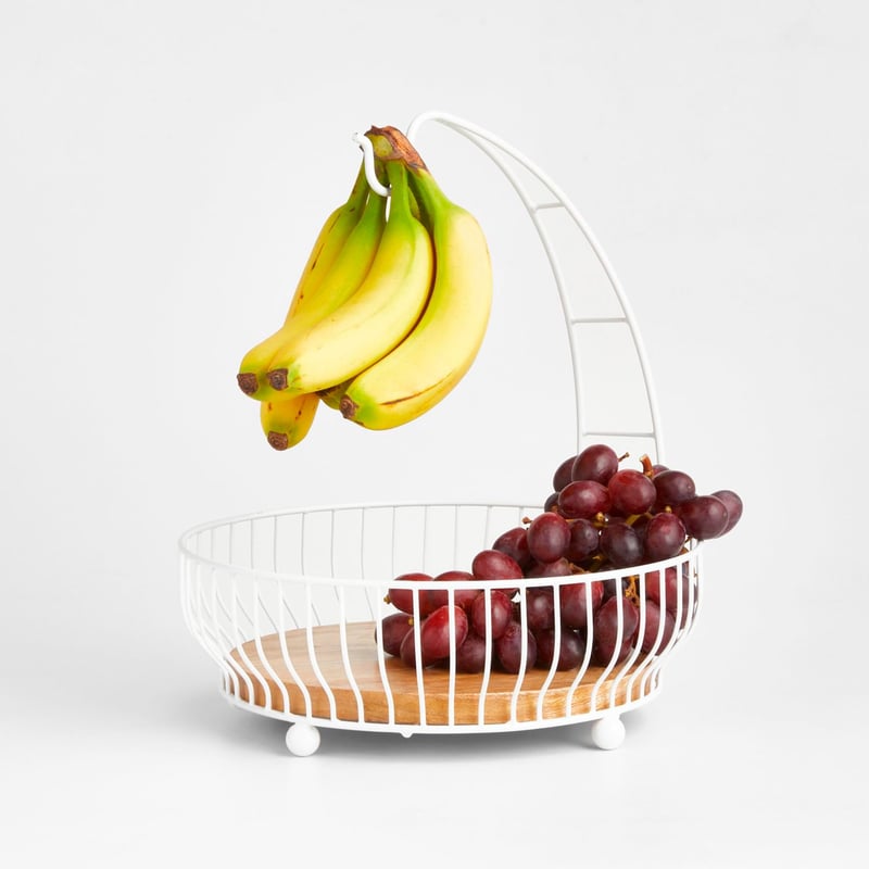 CRATE & BARREL - Frutero Cora Blanco con Soporte para Banana 27 x 15 cm
