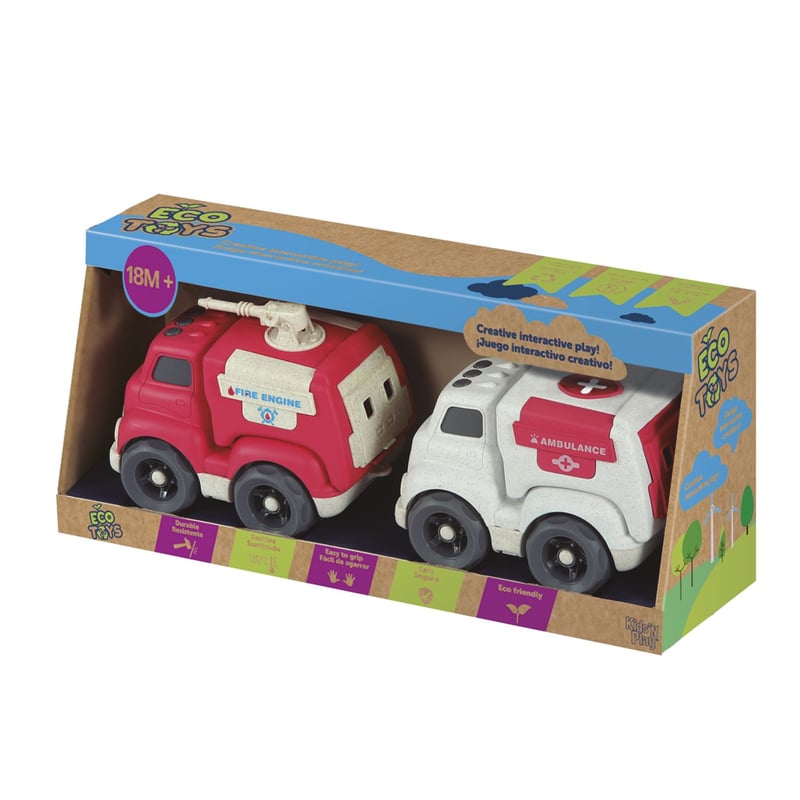 Kids'N Play - Auto de Juguete Básico Kids'N Play Pack x2 Camión Bombero y Ambulancia