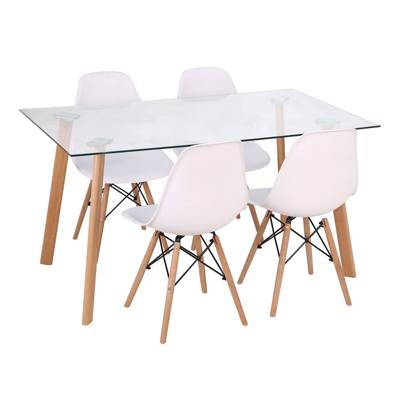 MICA - Juego de Comedor Moderno para 4 Personas (Comedor + 4 Sillas) Mica