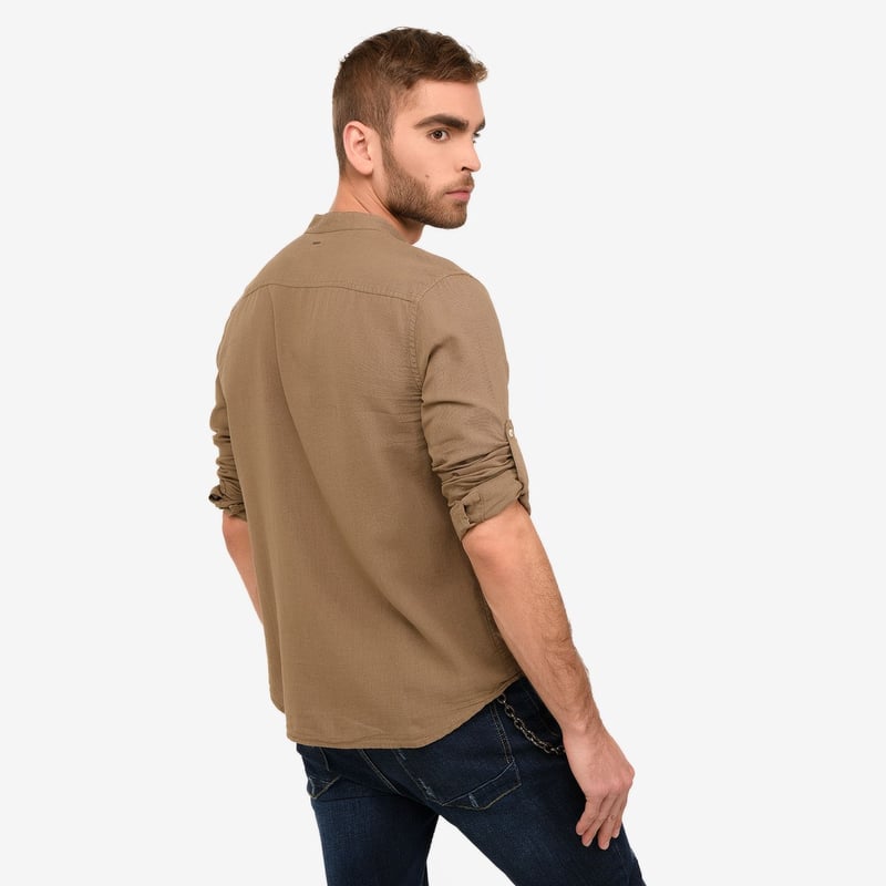 BASEMENT - Camisa casual Lino para Hombre Regular Basement