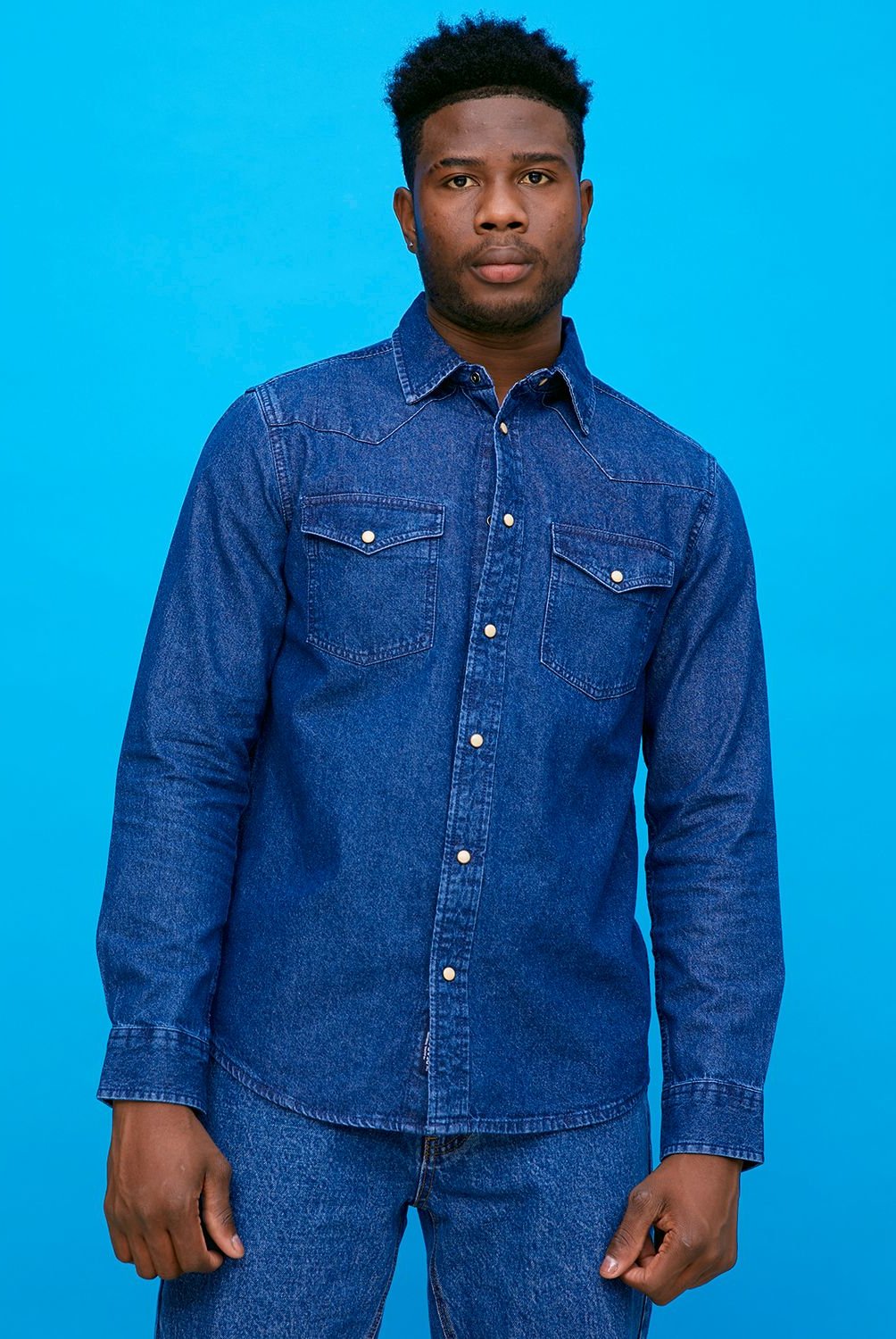 BEARCLIFF - Camisa de jean para Hombre Regular Bearcliff