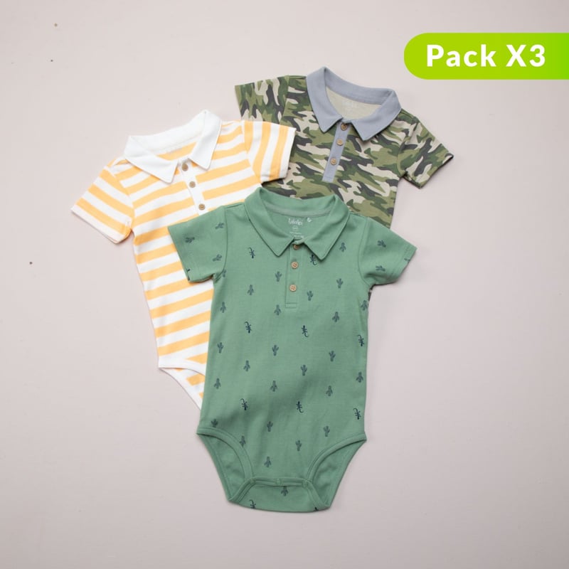 YAMP - Pack de 3 Bodies de algodón para Bebé Niño Yamp